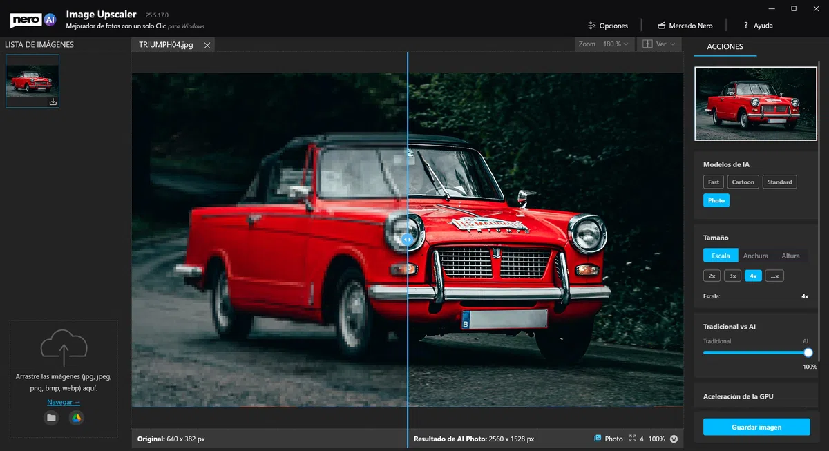 Nero AI Image Upscaler Unlimited 4K Escalar Imágenes Mejorar Calidad Fotos Win 11/10 1 Dispositivo Licencia Ilimitada