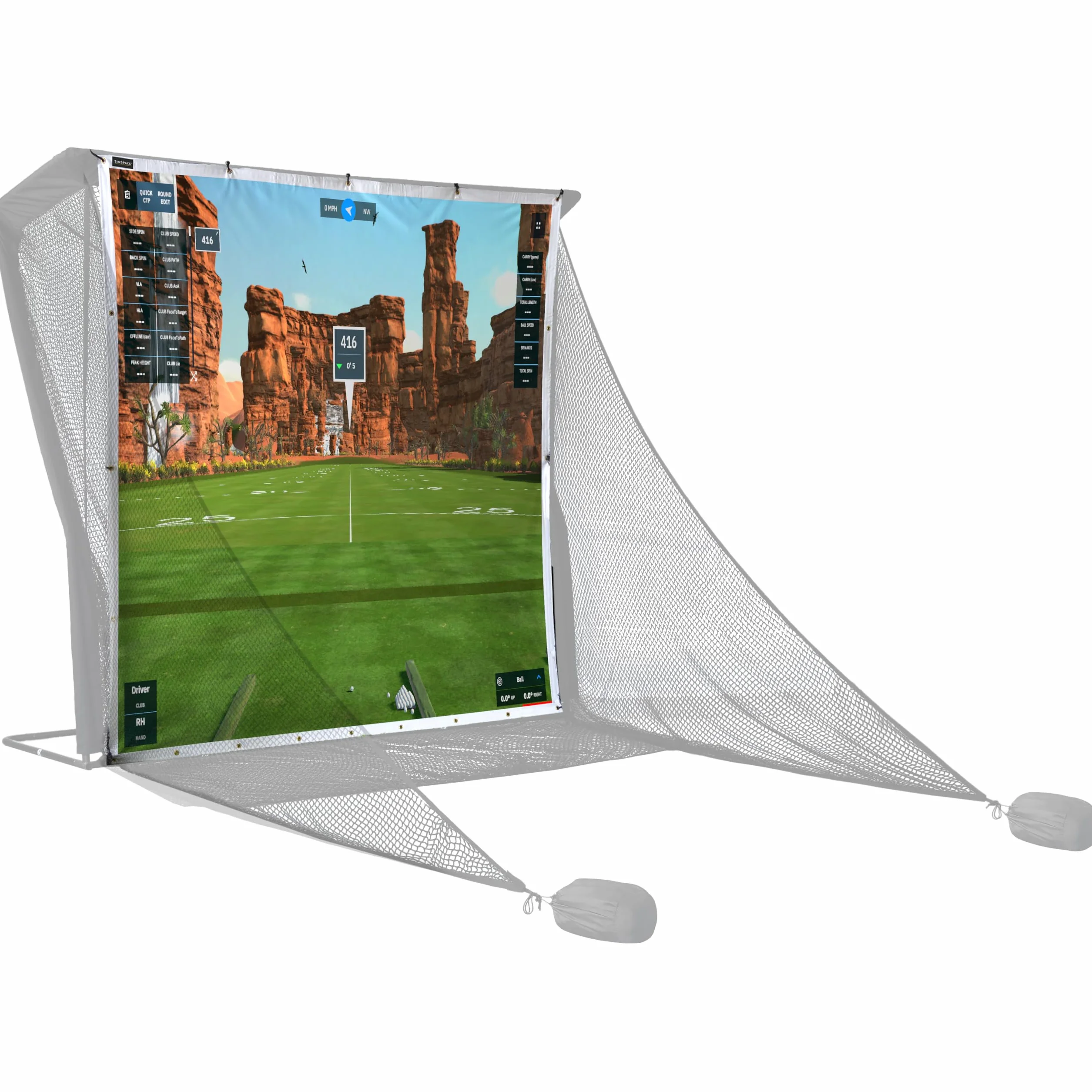 SimSpace Deluxe Home 2,4 x 2,5 m Pantalla de proyector para simulación de Golf Red de conducción Compatible 20 Cuerdas elásticas