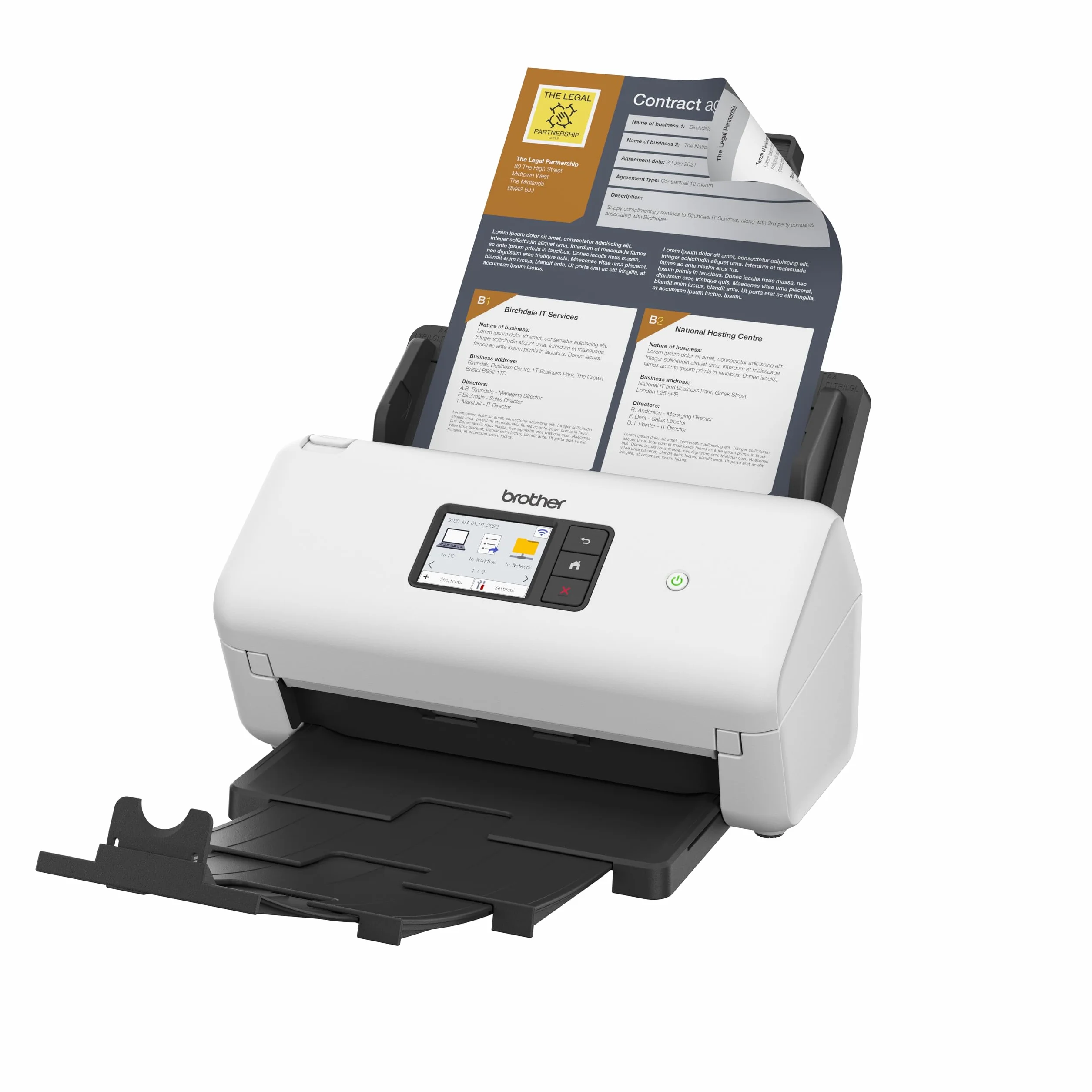 Brother ADS-4550W. Escáner A4 de sobremesa. Digitaliza a 70ppm a Doble Cara, con conexión a Red Cableada y WiFi