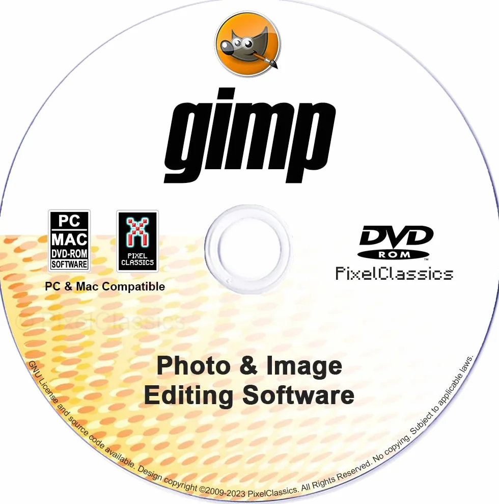 GIMP Editor de Fotos 2026 en CD / DVD | Software de Retoque Fotográfico Profesional Premium | Licencia permanente sin suscripción mensual | Compatible con PC Windows 11, 10, 8.1, 8, 7, Vista, XP y Mac