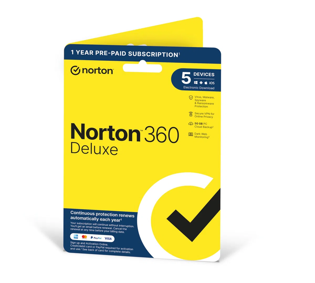Norton 360 Deluxe 2020 | 5 Devices | 1 Year | Includes Secure VPN and Password Manager | PCs, Mac, smartphones and tablets | Activation Code by Post