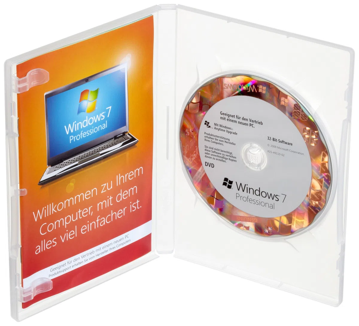 Microsoft Windows 7 Professional, DVD, OEM, 32bit, DE - Sistemas operativos (DVD, OEM, 32bit, DE, 1 usuario(s), 20 GB, 2 GB, DEU, PC, Direct X 9.0 +)