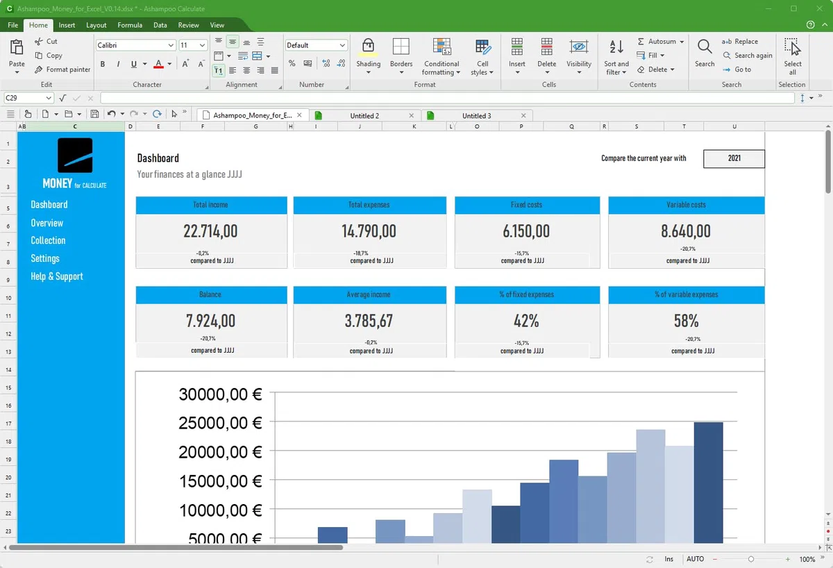 Office 9⁠ Create documents, spreadsheets and presentations with great ease–and excellent compatibility!