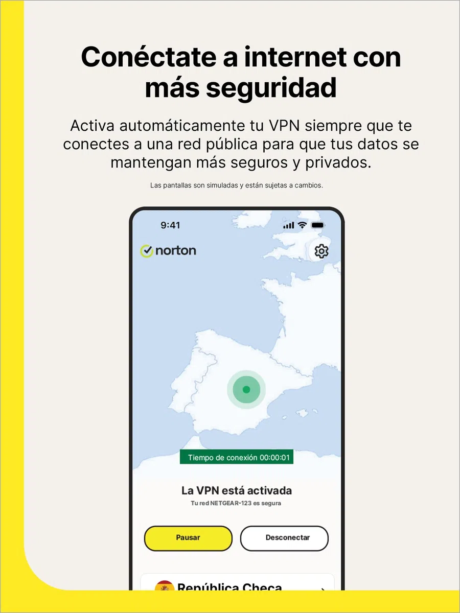 Norton VPN Estándar 2026 |VPN ilimitada 1 Dispositivo| 1 año de suscripción con renovación automática| Descarga digital