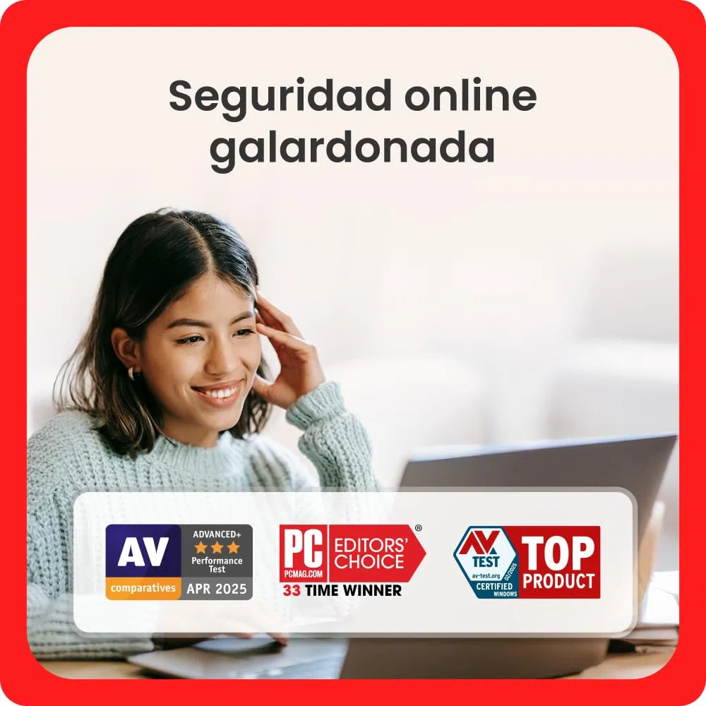 McAfee Total Protection para 3 Dispositivos 2026, 15 meses, Exclusivos de Amazon | Antivirus, VPN, software de seguridad | Suscripción con renovación automática | Descargar