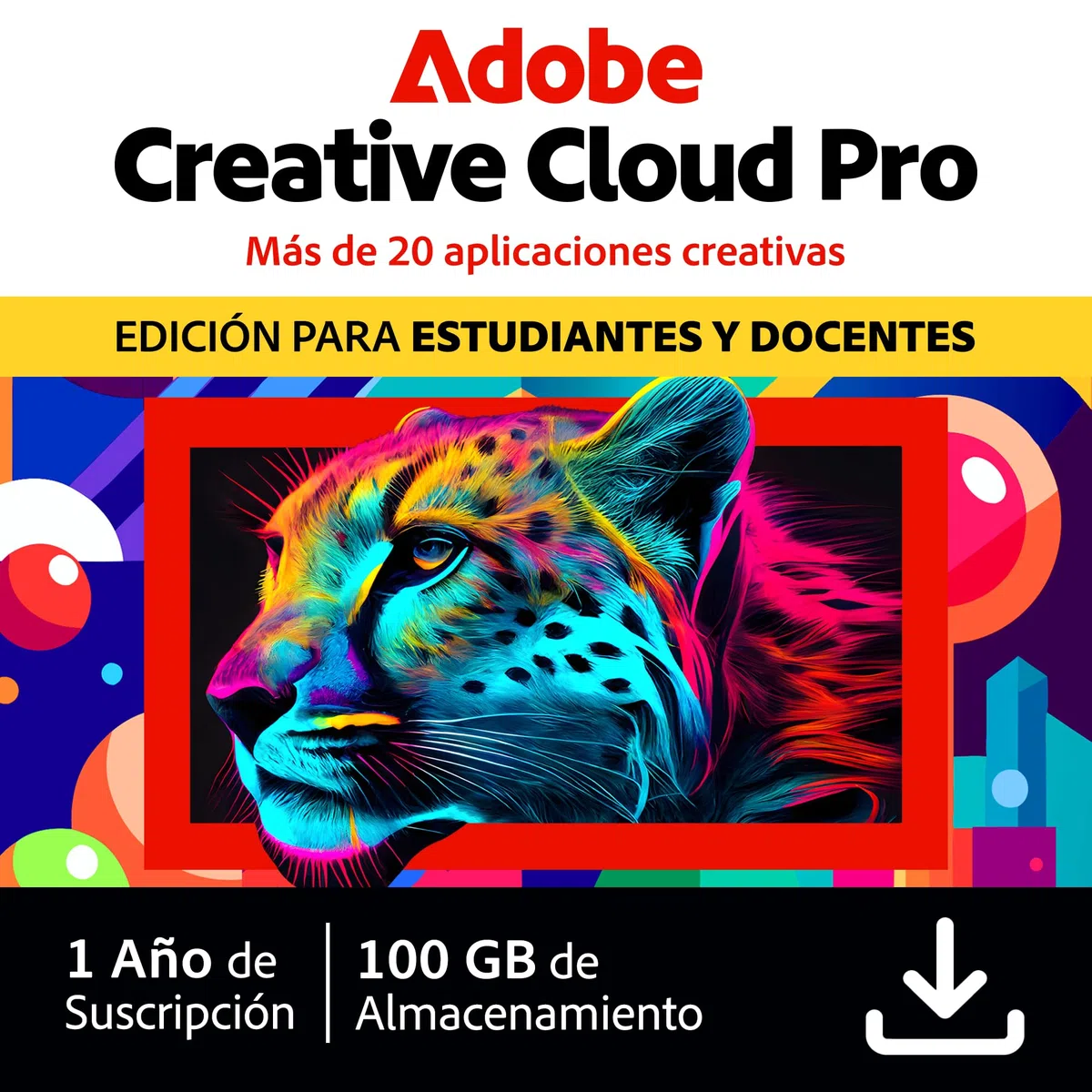 Adobe Creative Cloud Pro para estudiantes y docentes | Software Creativo con IA | 1 Año | PC/Mac