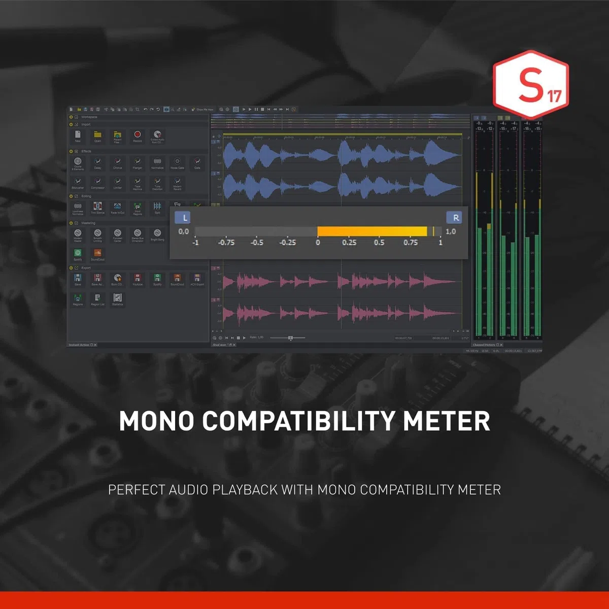 SOUND FORGE Audio Studio 17 - El multitalento para grabación, edición de audio, restauración y masterización | software de edición de audio | para Windows 10/11 PC | licencia para 1 PC