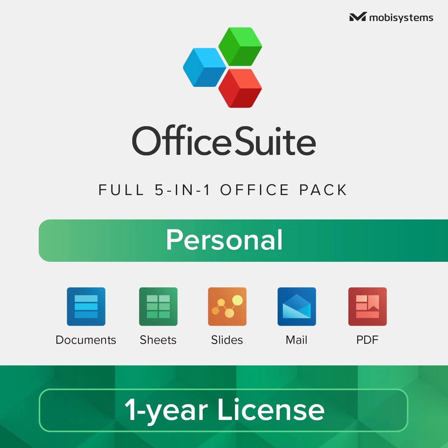 OfficeSuite Personal Compatible with Microsoft® Office Word® Excel® & PowerPoint® and Adobe® PDF - 1 Year License for 1 Windows & 2 Mobile Devices