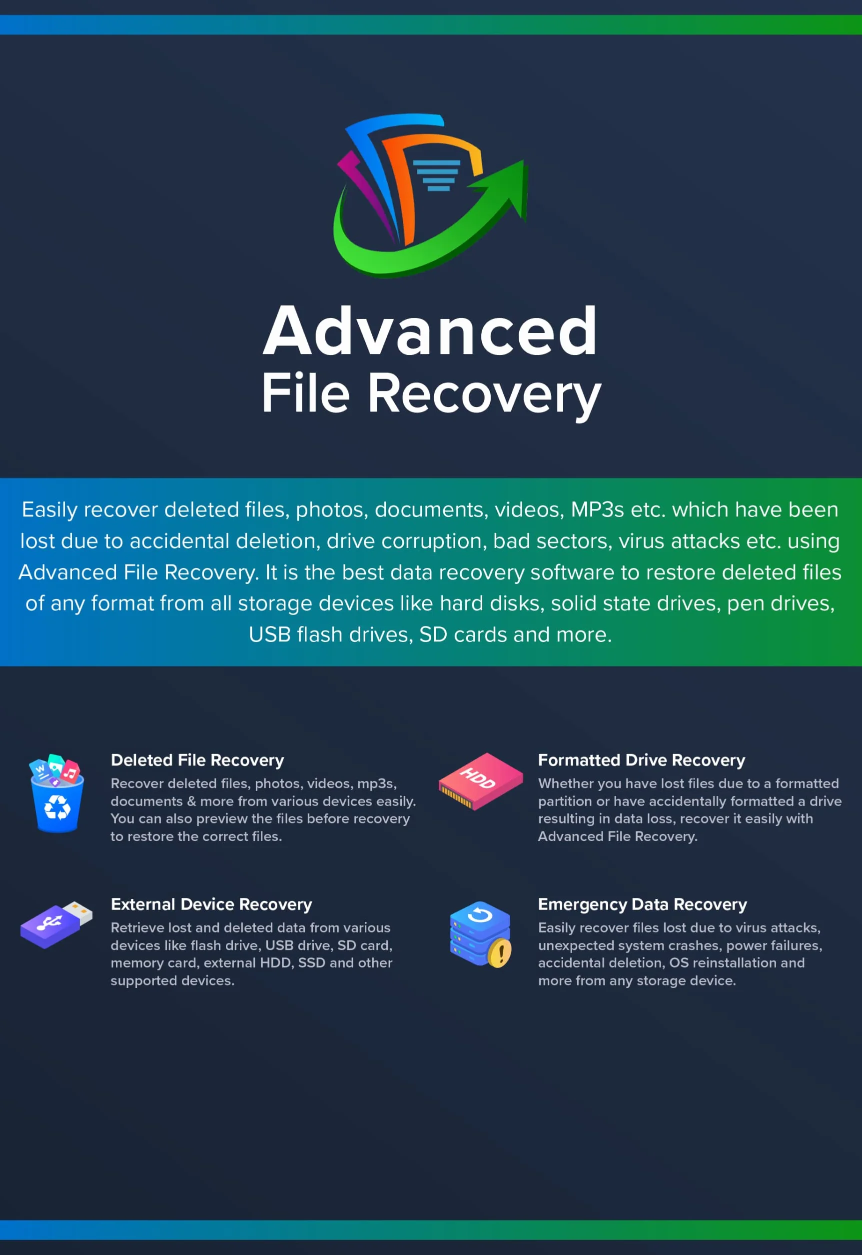 Advanced File Recovery - Software para Windows 1 año 1 PC | Recupere documentos, fotos, audios, videos y otros archivos eliminados (entrega por correo electrónico en 2 horas)