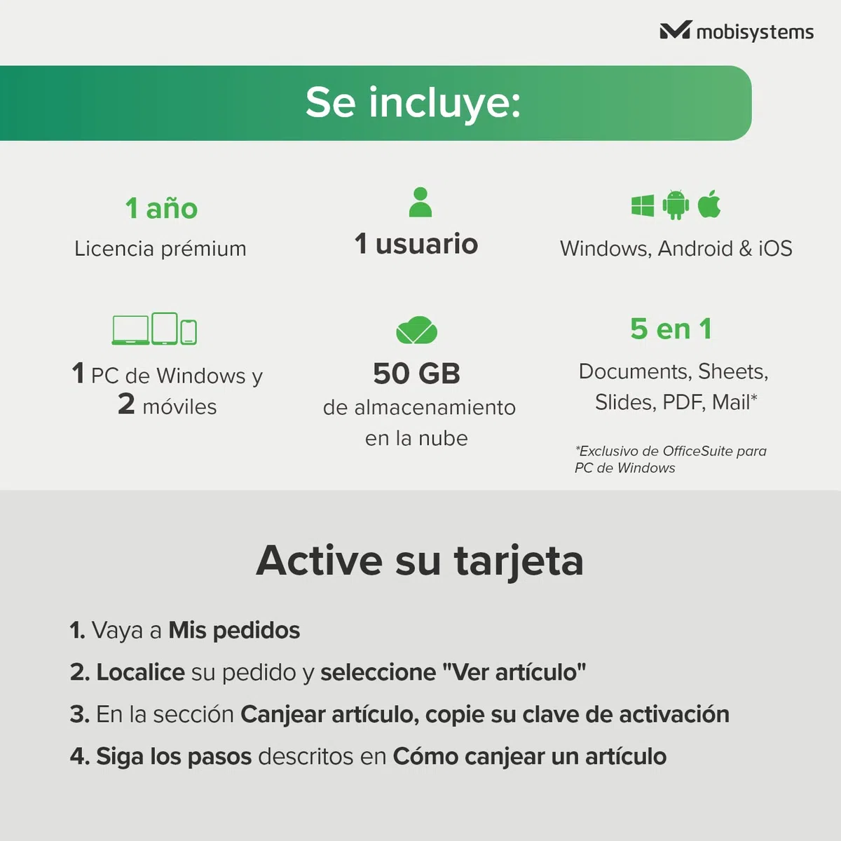 OfficeSuite Personal | 1 Año de Licencia | Documents, Sheets, Slides, PDF, Mail & Calendar para 1 Windows y 2 Dispositivos Móviles