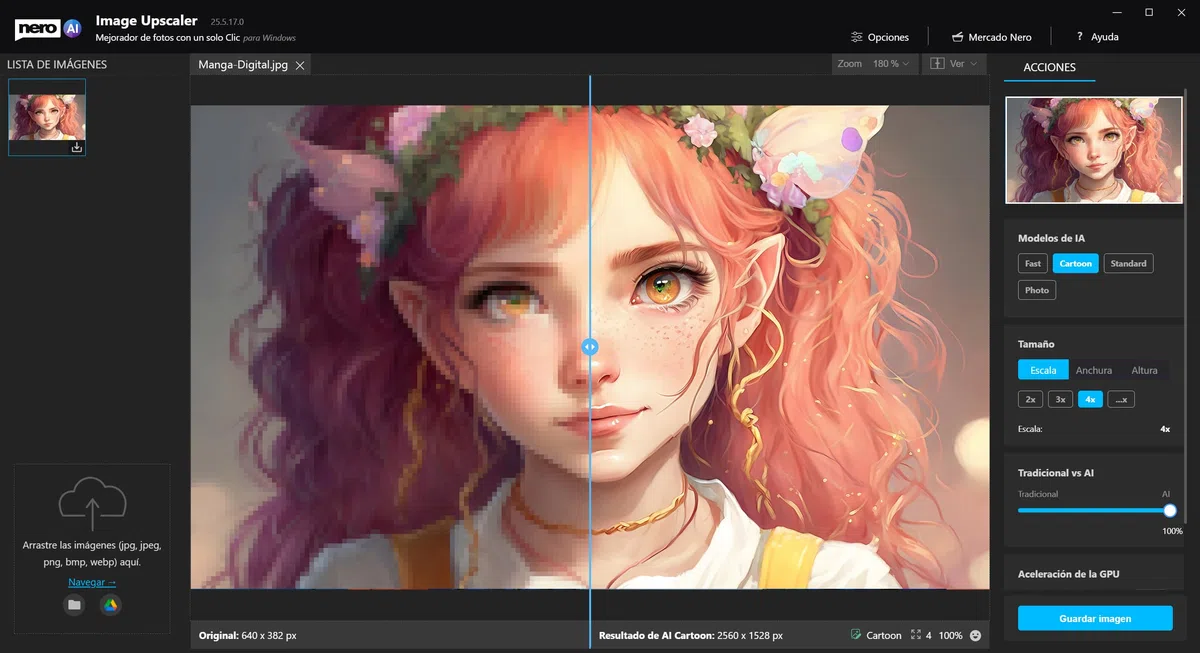 Nero AI Image Upscaler Unlimited 4K Escalar Imágenes Mejorar Calidad Fotos Win 11/10 1 Dispositivo Licencia Ilimitada
