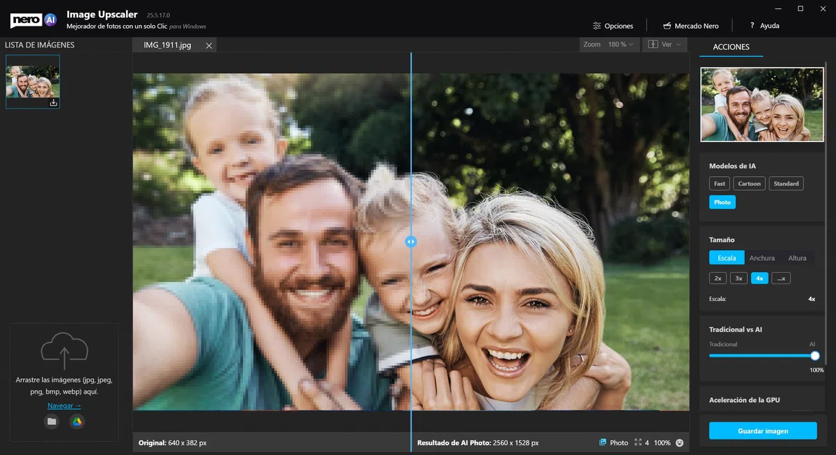 Nero AI Image Upscaler Unlimited 4K Escalar Imágenes Mejorar Calidad Fotos Win 11/10 1 Dispositivo Licencia Ilimitada